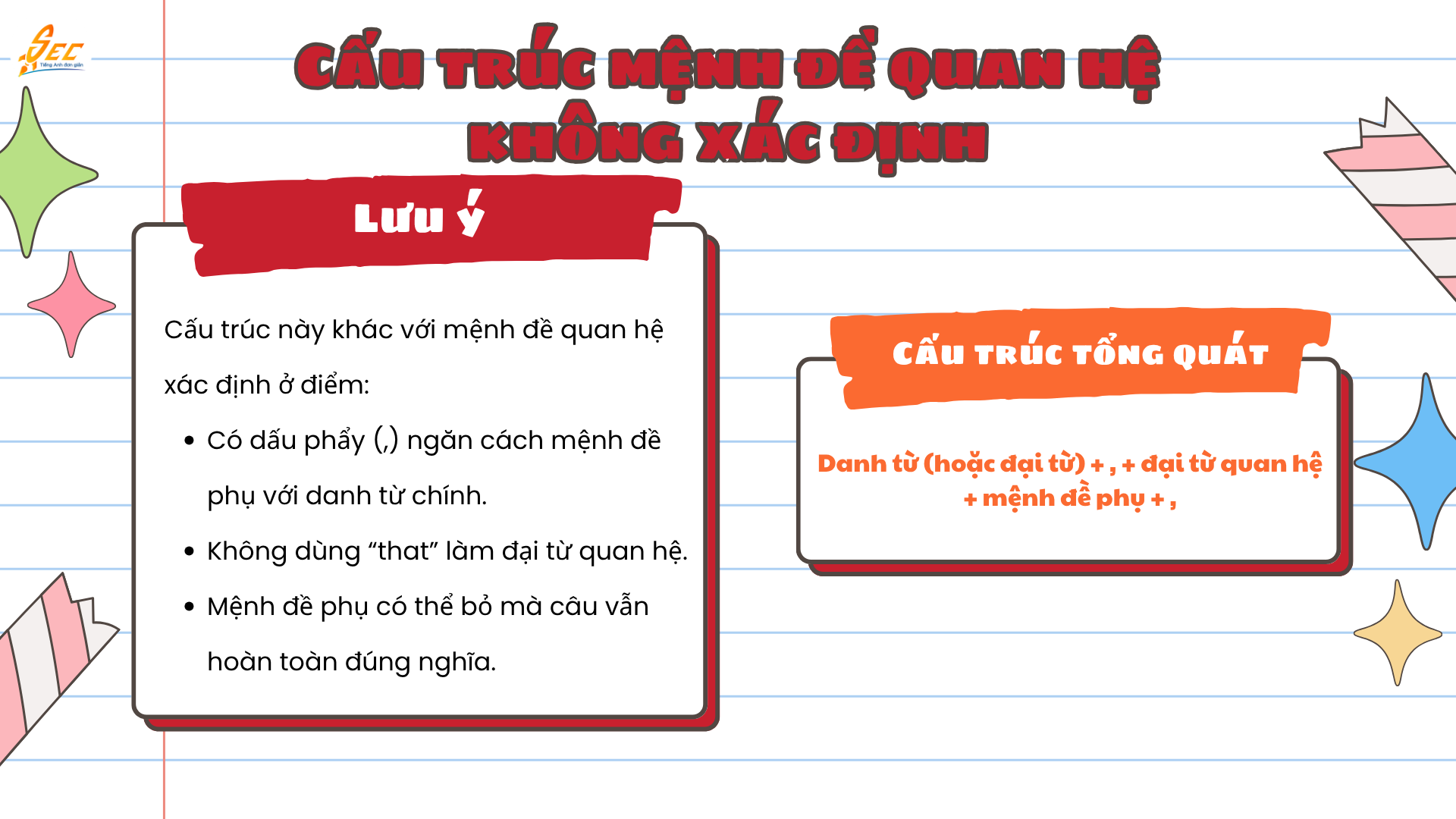 Cấu trúc mệnh đề quan hệ không xác định