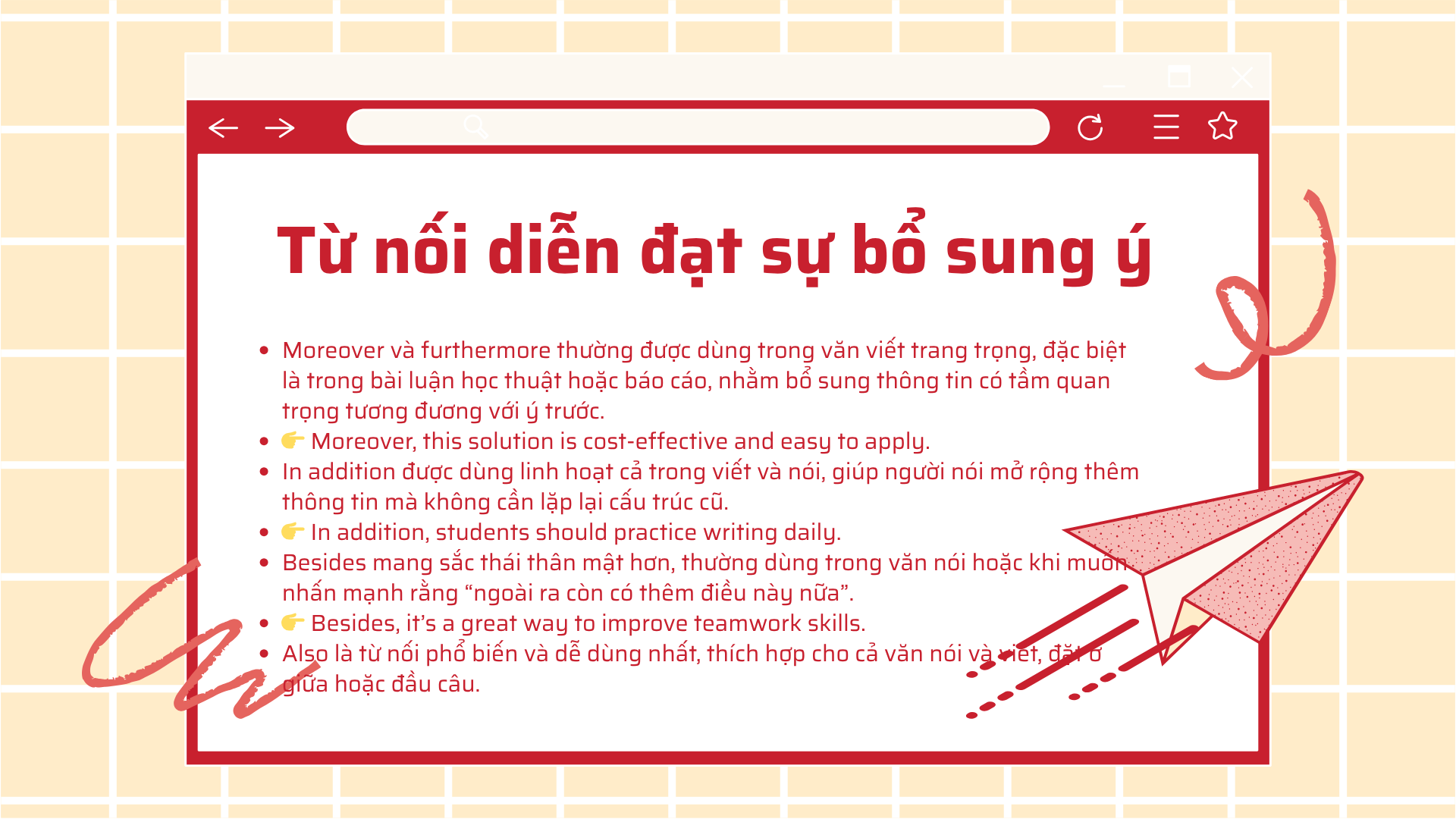 Tổng hợp từ vựng dùng để chuyển ý và nối các phần trong bài tiếng Anh 7