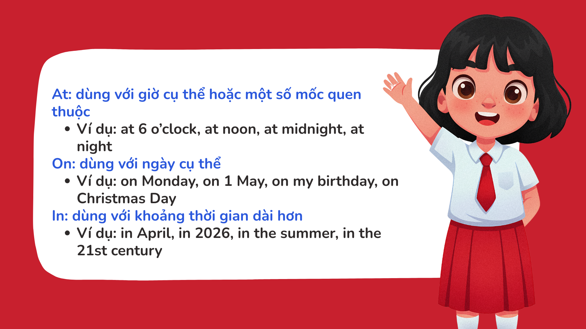 Giới từ chỉ thời gian trong tiếng Anh