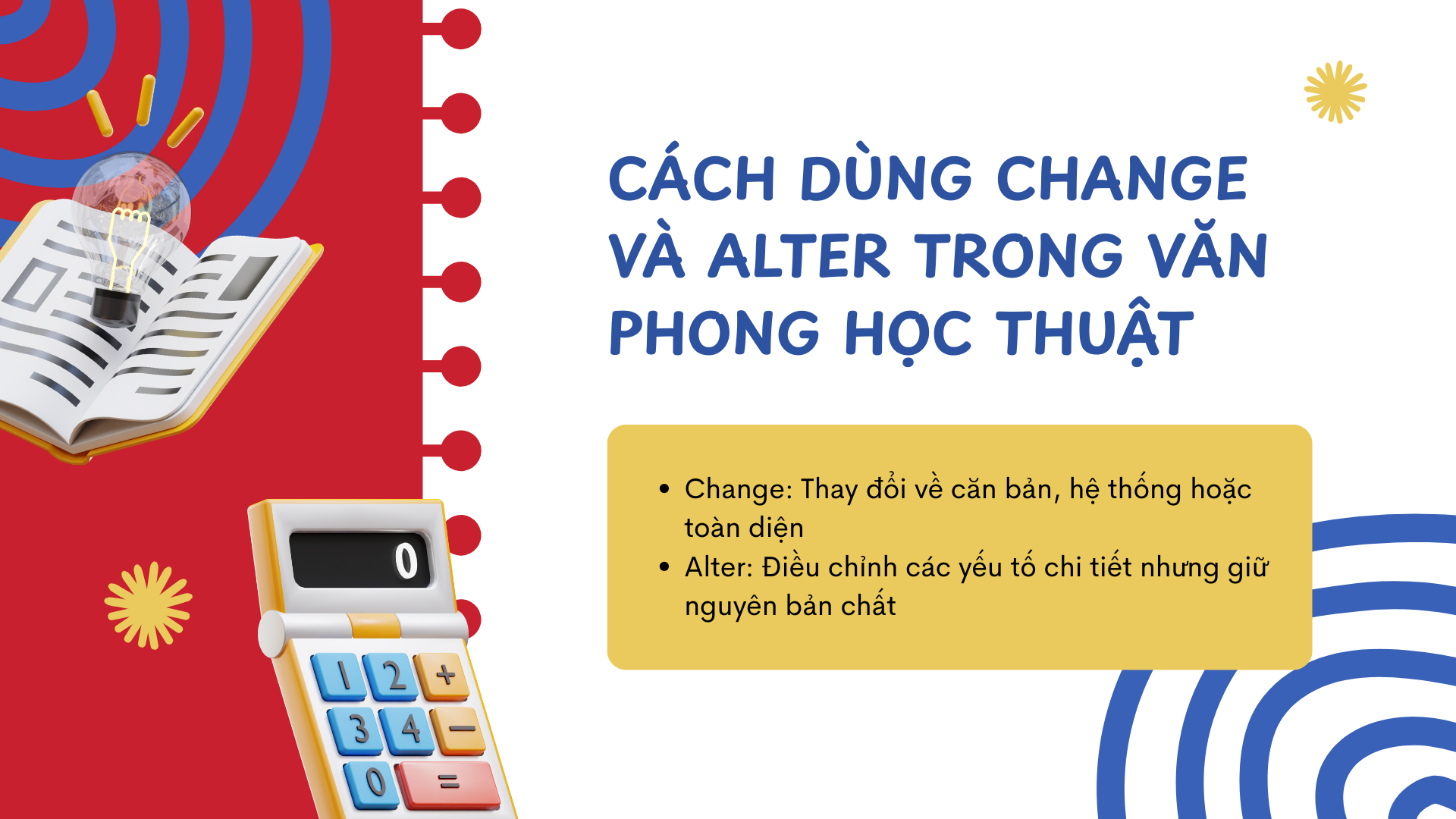 Phân biệt Differentiate Change Alter